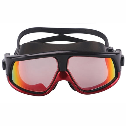 Colorful Large Frame Electroplating Anti-fog Silicone Swimming Goggles for Adults (Red + Black)-garmade.com