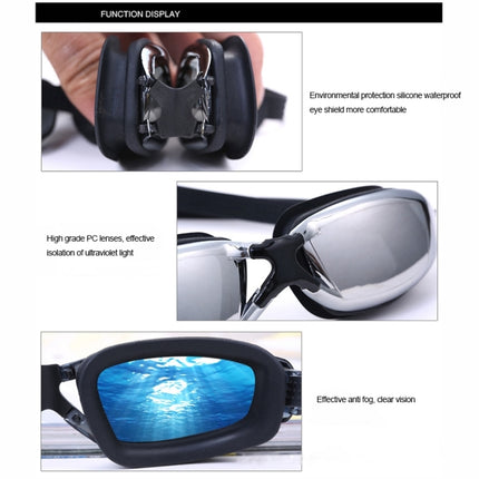 Electroplating Anti-fog Silicone Swimming Goggles for Adults, Suitable for 600 Degree Myopia(Black)-garmade.com