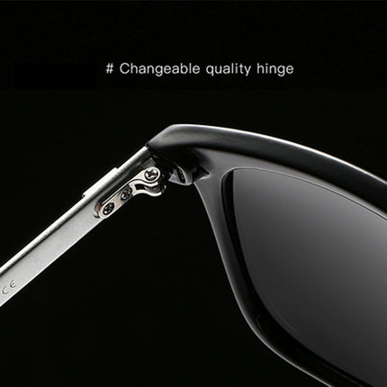 Men Retro Fashion Aluminum Magnesium Frame UV400 Polarized Sunglasses (Black + Grey)-garmade.com