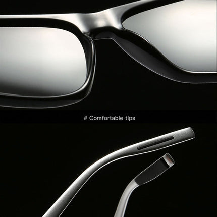 Men Retro Fashion Aluminum Magnesium Frame UV400 Polarized Sunglasses (Black Silver+ Grey)-garmade.com