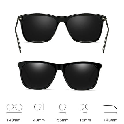 Men Retro Fashion Aluminum Magnesium Frame UV400 Polarized Sunglasses (Black Silver+ Grey)-garmade.com