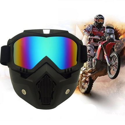 Motorcycle Off-road Helmet Mask Detachable Windproof Goggles Glasses(Colour)-garmade.com
