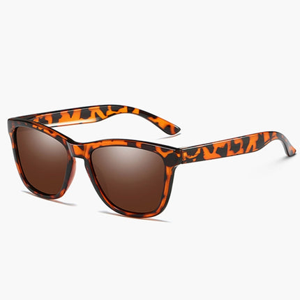 Unisex Retro Fashion Plastic Frame UV400 Polarized Sunglasses (Demi Brown +Brown)-garmade.com