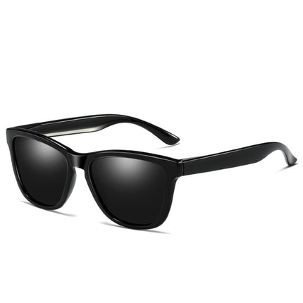 Unisex Retro Fashion Plastic Frame UV400 Polarized Sunglasses (Black + Grey)-garmade.com