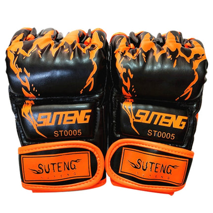 SUTENG Half Fingers Training Boxing Gloves for Adults(Orange)-garmade.com
