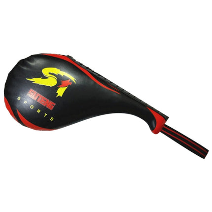 SUTENG PU Leather Boxing Double Leaf Target Chicken Leg Shape Trainer for Adults(Black)-garmade.com