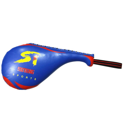 SUTENG PU Leather Boxing Double Leaf Target Chicken Leg Shape Trainer for Adults (Blue)-garmade.com
