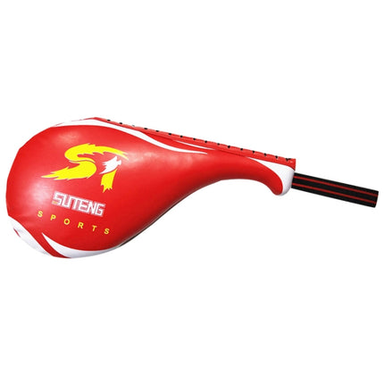 SUTENG PU Leather Boxing Double Leaf Target Chicken Leg Shape Trainer for Adults (Red)-garmade.com