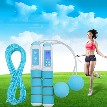 iROPE Professional Electronic Timer and Counter Skipping Rope with 4-button LCD Display(Baby Blue)-garmade.com