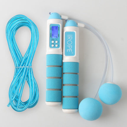 iROPE Professional Electronic Timer and Counter Skipping Rope with 4-button LCD Display(Baby Blue)-garmade.com