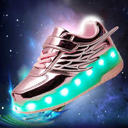 CD03 LED Double Wheel Wing Roller Skating Shoes, Size : 38(Gold)-garmade.com