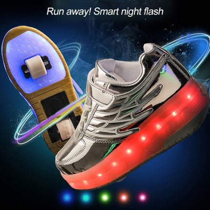 CD03 LED Double Wheel Wing Roller Skating Shoes, Size : 38(Gold)-garmade.com