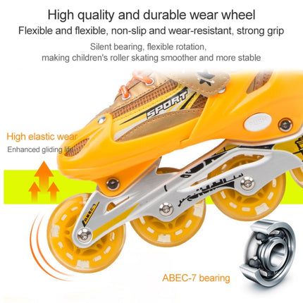 Adjustable Children Full Flash Single Four-wheel Roller Skates Skating Shoes Set, Size : S (Pink)-garmade.com
