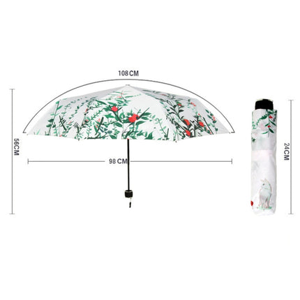 Creative Fresh Style Three Fold The Cat Next Door Pattern Silver Tape Anti Ultraviolet Sunshade Umbrella-garmade.com