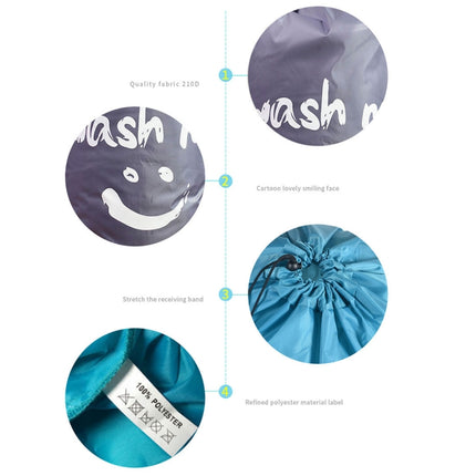Home Quilt Clothes Travel Nylon Draw Cord Smile Face Pattern Arrange Storage Bag (Grey)-garmade.com