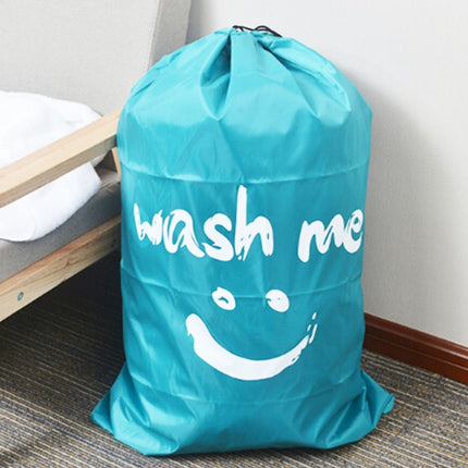 Home Quilt Clothes Travel Nylon Draw Cord Smile Face Pattern Arrange Storage Bag (Blue)-garmade.com