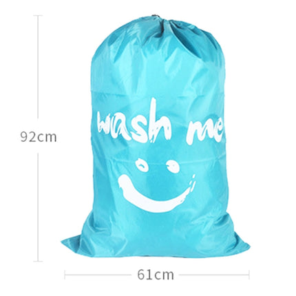 Home Quilt Clothes Travel Nylon Draw Cord Smile Face Pattern Arrange Storage Bag (Blue)-garmade.com