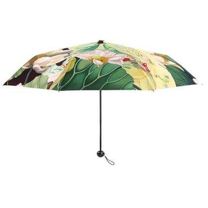 Creative Fresh Style Three Fold Antique Girl Pattern Silver Tape Anti Ultraviolet Sunshade Umbrella-garmade.com