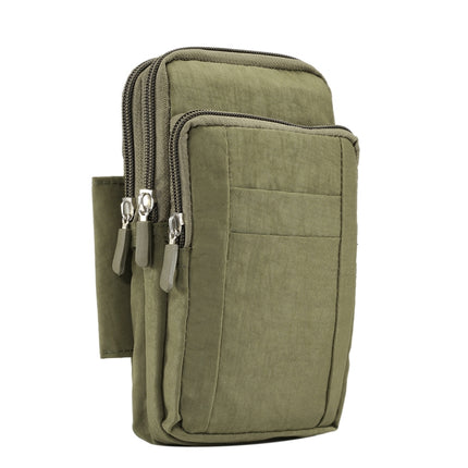 Outdoor Phone Carrying Case Pouch Nylon Crossbody Shoulder Waist Belt Wallet Bag with Carabiner, For iPhone 8 Plus / 7 Plus, Galaxy Note 8, Huawei P10, and other Smartphones Below 7 inch(Army Green)-garmade.com