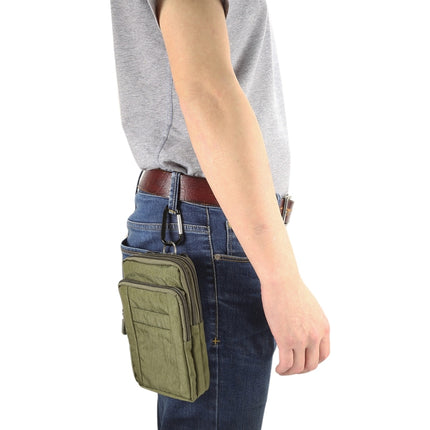 Outdoor Phone Carrying Case Pouch Nylon Crossbody Shoulder Waist Belt Wallet Bag with Carabiner, For iPhone 8 Plus / 7 Plus, Galaxy Note 8, Huawei P10, and other Smartphones Below 7 inch(Army Green)-garmade.com