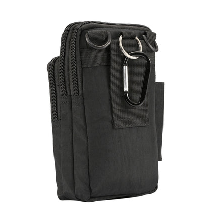 Outdoor Phone Carrying Case Pouch Nylon Crossbody Shoulder Waist Belt Wallet Bag with Carabiner, For iPhone 8 Plus / 7 Plus, Galaxy Note 8, Huawei P10, and other Smartphones Below 7 inch(Black)-garmade.com
