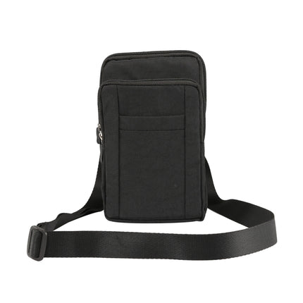 Outdoor Phone Carrying Case Pouch Nylon Crossbody Shoulder Waist Belt Wallet Bag with Carabiner, For iPhone 8 Plus / 7 Plus, Galaxy Note 8, Huawei P10, and other Smartphones Below 7 inch(Black)-garmade.com