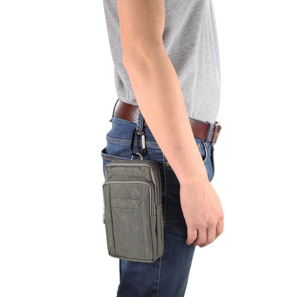 Outdoor Phone Carrying Case Pouch Nylon Crossbody Shoulder Waist Belt Wallet Bag with Carabiner, For iPhone 8 Plus / 7 Plus, Galaxy Note 8, Huawei P10, and other Smartphones Below 7 inch(Grey)-garmade.com