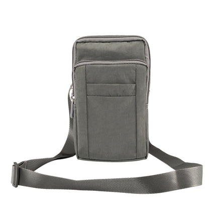 Outdoor Phone Carrying Case Pouch Nylon Crossbody Shoulder Waist Belt Wallet Bag with Carabiner, For iPhone 8 Plus / 7 Plus, Galaxy Note 8, Huawei P10, and other Smartphones Below 7 inch(Grey)-garmade.com