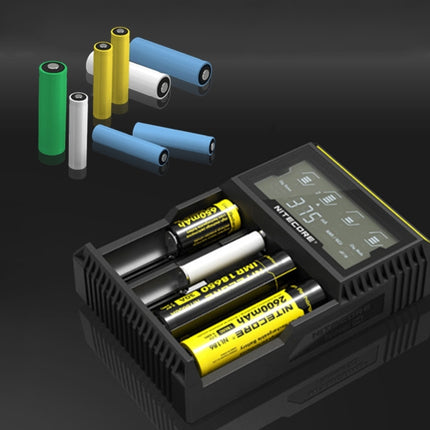 Nitecore D4 Intelligent Digi Smart Charger with LCD Display for 14500, 16340 (RCR123), 18650, 22650, 26650, Ni-MH and Ni-Cd (AA, AAA) Battery-garmade.com