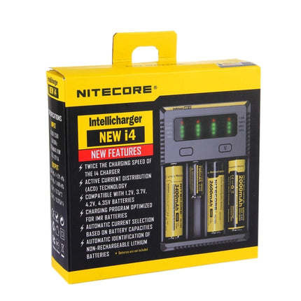 Nitecore NEW i4 Intelligent Digi Smart Charger with LED Indicator for 14500, 16340 (RCR123), 18650, 22650, 26650, Ni-MH and Ni-Cd (AA, AAA) Battery-garmade.com