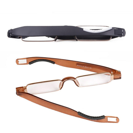 Portable Folding 360 Degree Rotation Presbyopic Reading Glasses with Pen Hanging, +2.50D(Black)-garmade.com