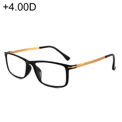 Black Frame Spring Hinge Anti Fatigue & Blue-ray Presbyopic Glasses, +4.00D-garmade.com