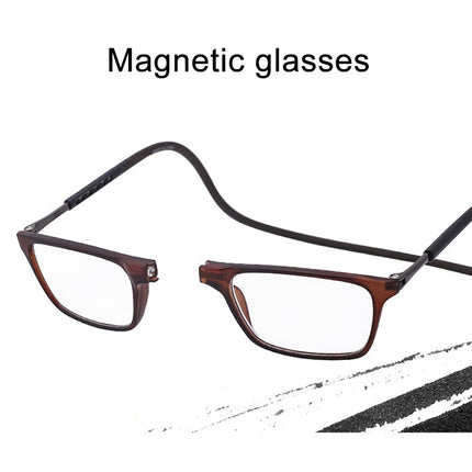 Anti Blue-ray Adjustable Neckband Magnetic Connecting Presbyopic Glasses, +1.50D(Brown)-garmade.com