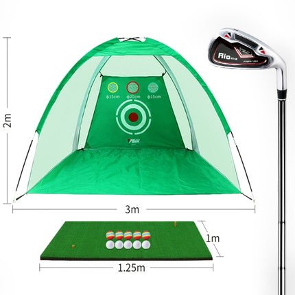 PGM Golf Training Aids Indoor Sports Hitting Practice Net 3m, with Hitting Mat & Seven-iron(Green)-garmade.com