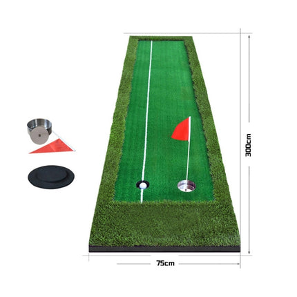 PGM Golf Double Colors Putting Mat Push Rod Trainer, Size: 75x300cm(Green)-garmade.com