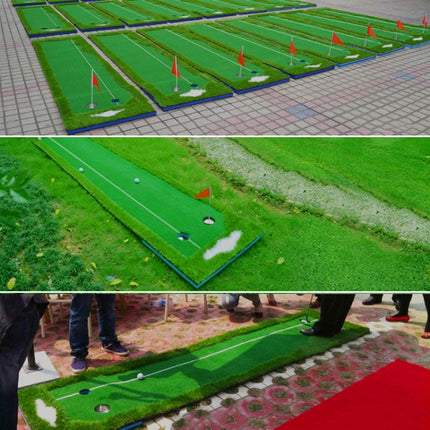 PGM Golf Double Colors Putting Mat Push Rod Trainer, Size: 75x300cm(Green)-garmade.com