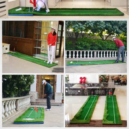 PGM Golf Double Colors Putting Mat Push Rod Trainer, Size: 75x300cm(Green)-garmade.com