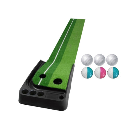 PGM Golf Putting Mat Push Rod Trainer 2.5m, with Three Soft Balls & Three Bicolor Balls, without Auto Ball Return Fairway (Green)-garmade.com