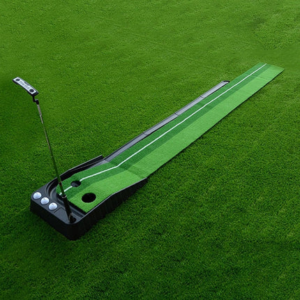 PGM Golf Putting Mat Push Rod Trainer 2.5m, with Three Soft Balls & Three Bicolor Balls, without Auto Ball Return Fairway (Green)-garmade.com