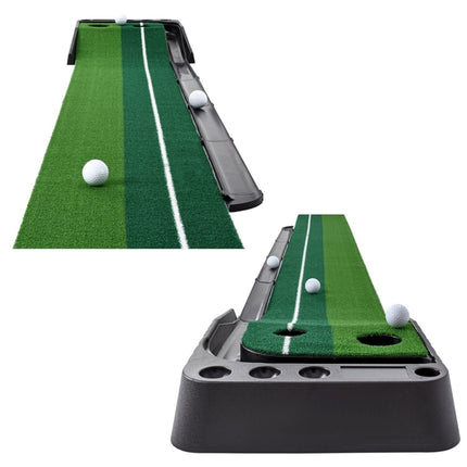 PGM Golf Mini Putting Mat Push Rod Trainer 2.5m, with Auto Ball Return Fairway (Green)-garmade.com