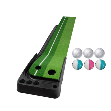 PGM Golf Putting Mat Push Rod Trainer 2.5m, with Three Soft Balls & Three Bicolor Balls & Auto Ball Return Fairway (Green)-garmade.com