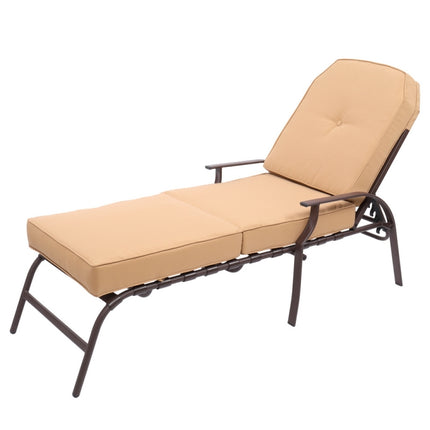 [US Warehouse] Adjustable Outdoor Steel Patio Chaise Lounge Chair with UV-Resistant Cushions, Size: 195x66x81cm-garmade.com