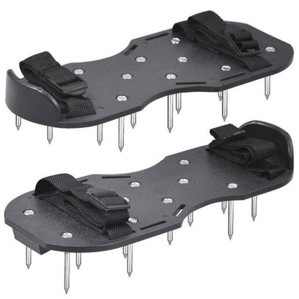Garden Lawn Garden Tools Grass Ripper Spiked Shoes with 4 Plastic Buckles (Black)-garmade.com