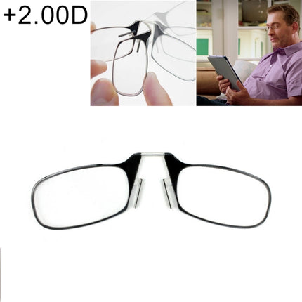 Ultra Thin High-definition Nose Resting Card Style Portable Presbyopic Hypermetropic Reading Glasses, +2.00D(Black)-garmade.com