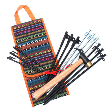 Hiking Camping Ethnic Style Tent Hammers Bag Portable Tent Nail Pegs Storage Case Pouch-garmade.com
