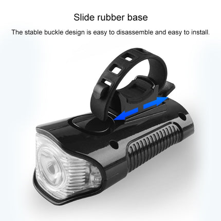 350LM USB Charging Waterproof Snap-on Bicycle Headlight with Speaker & Stopwatch Function (Black)-garmade.com