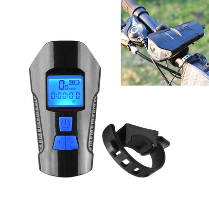 350LM USB Charging Waterproof Snap-on Bicycle Headlight with Speaker & Stopwatch Function (Blue)-garmade.com