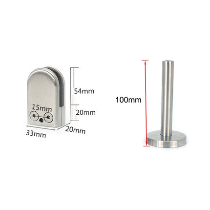 201 Stainless Steel Glass Fish Mouth Support Rod Fixing Clip with 14x100mm Rod, Specification: S-garmade.com