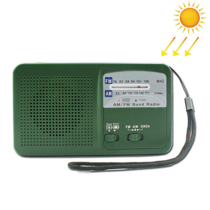 Hand Crank Dynamo Solar Power Radio Self Powered Phone Charger LED Flashlight Emergency Survival (Green)-garmade.com