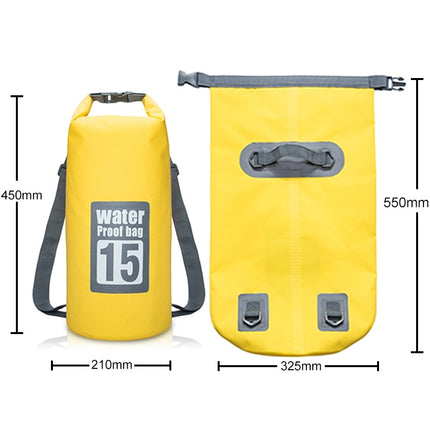 Outdoor Waterproof Dry Dual Shoulder Strap Bag Dry Sack, Capacity: 15L (Dark Blue)-garmade.com
